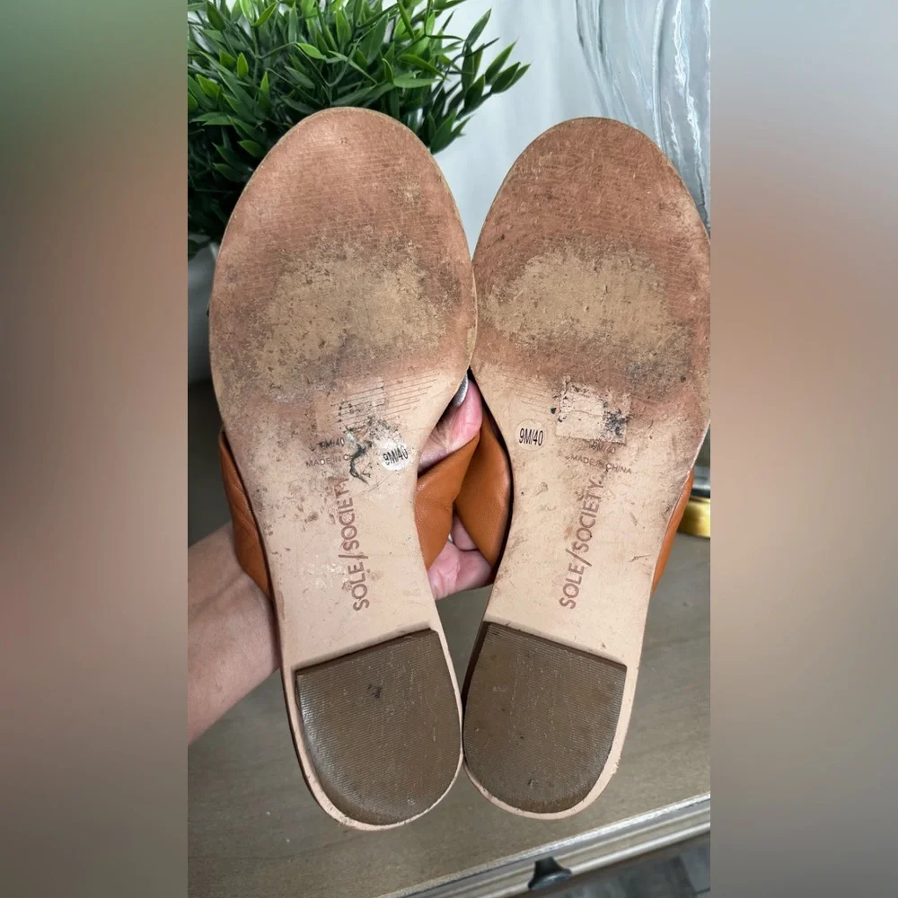 Sole Society Women's Brown Slide Sandals